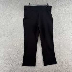 Quince Pant Womens M Black Ultra-Stretch Ponte Kick Flare Cropped Flat Front